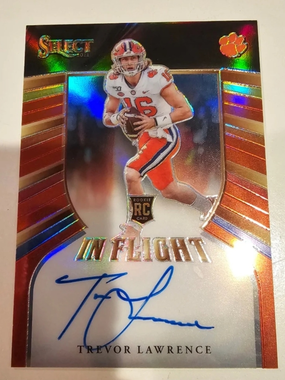 Trevor Lawrence 2021 Panini Chronicles Select Prizm In Flight Auto RC SP 11/25